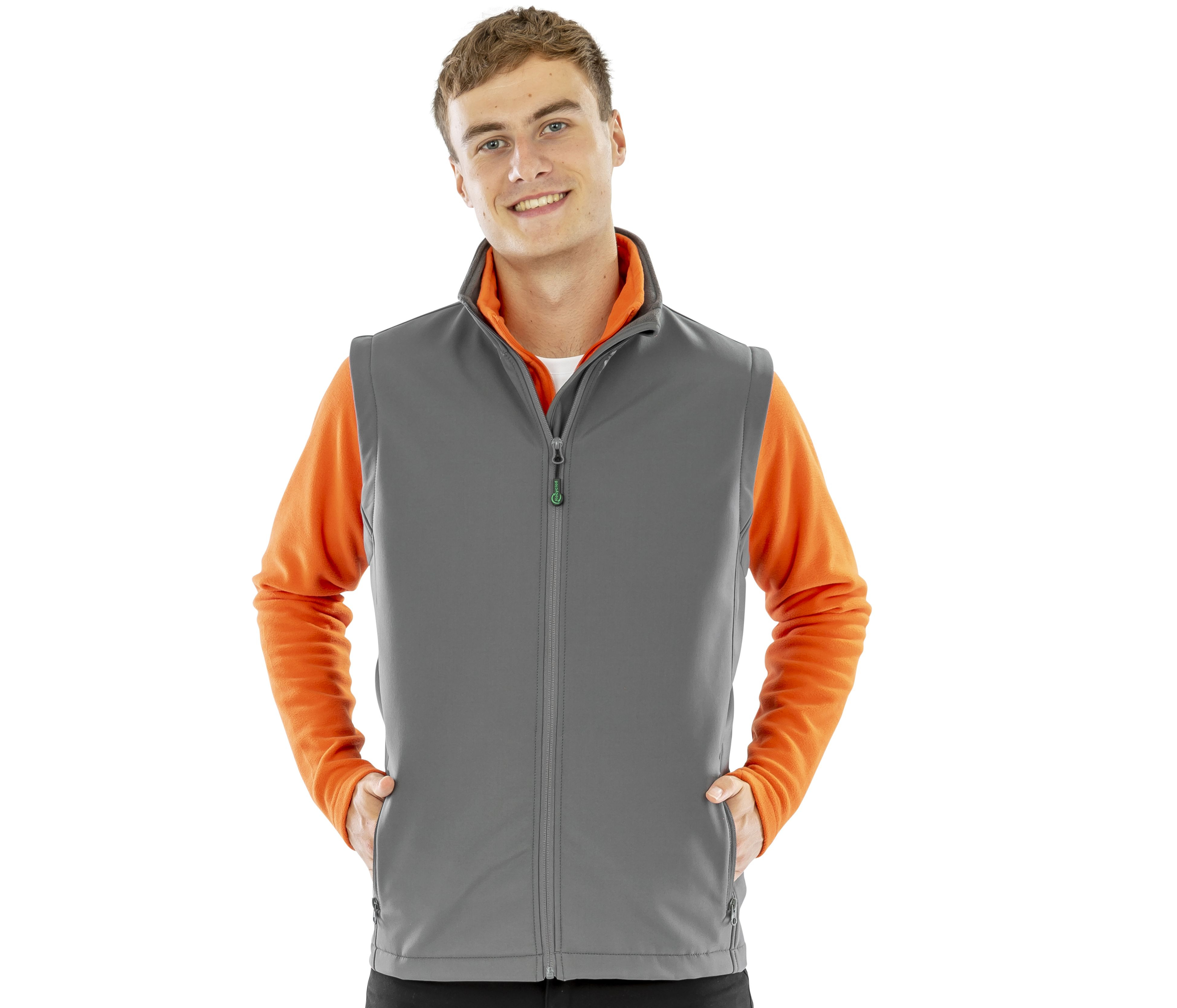 MENS RECYCLED 2-LAYER PRINTABLE SOFTSHELL BODYWARMER