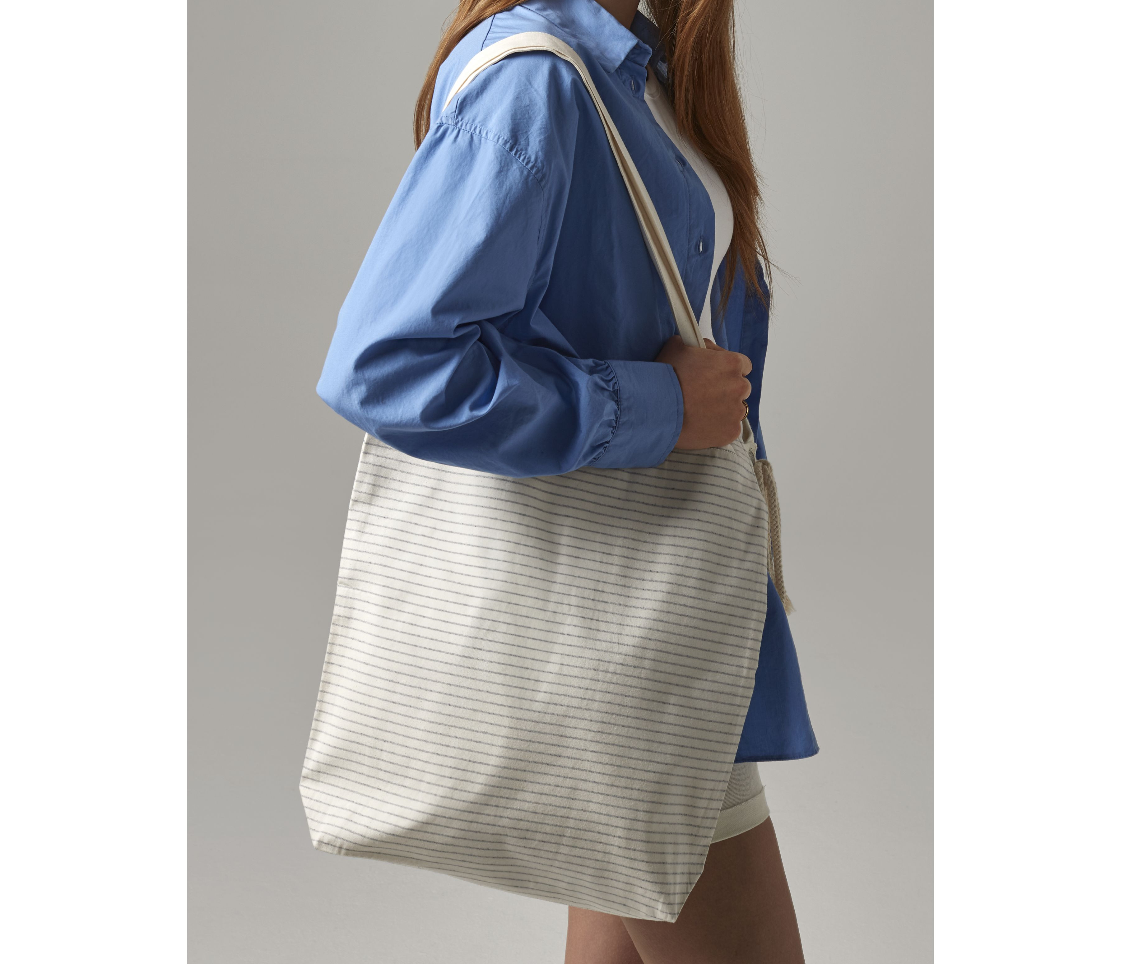STRIPED ORGANIC COTTON TOTE