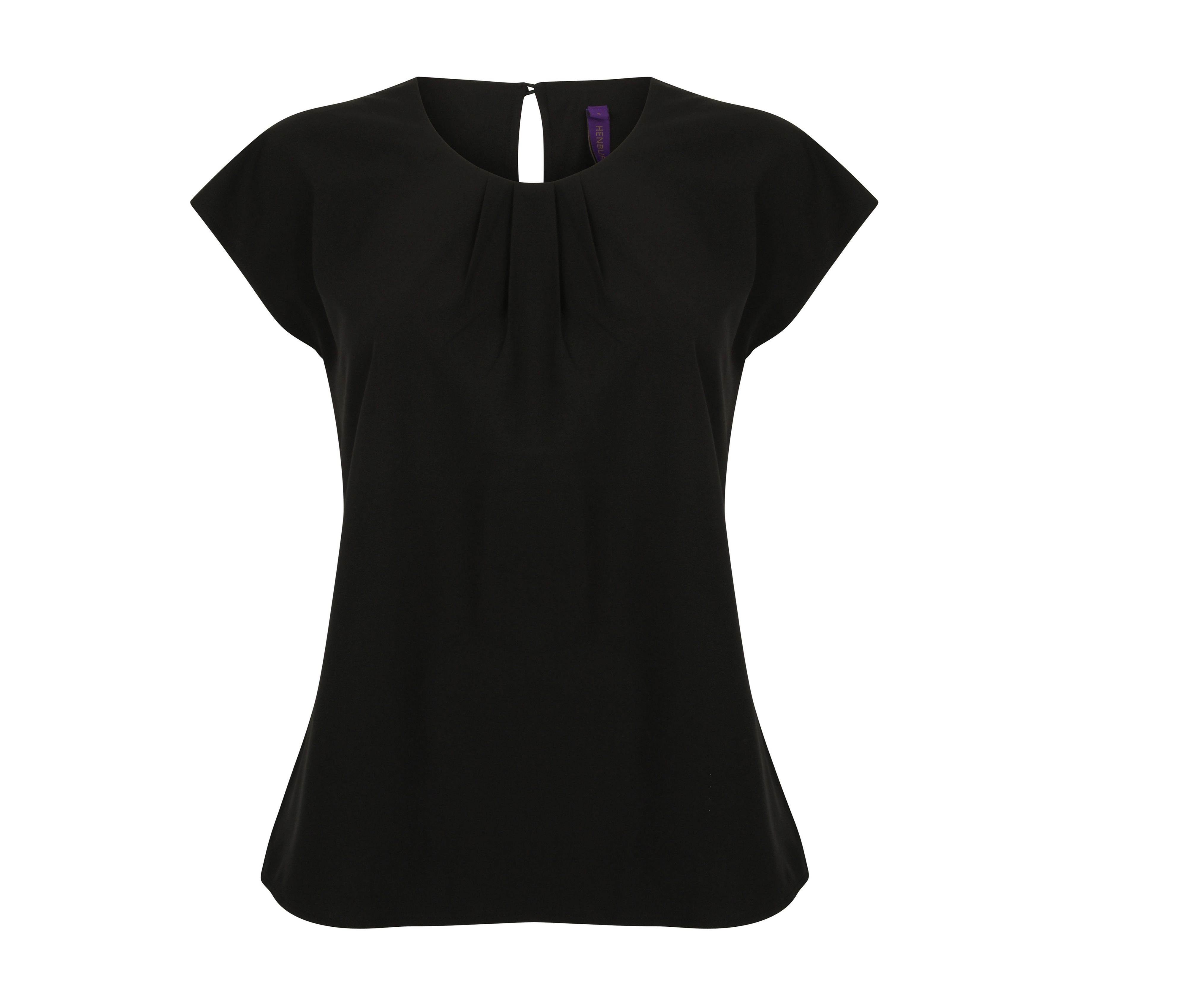 LADIES' PLEAT FRONT SHORT SLEEVED BLOUSE